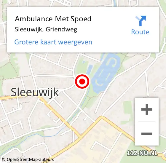 Locatie op kaart van de 112 melding: Ambulance Met Spoed Naar Sleeuwijk, Griendweg op 27 juli 2018 12:24