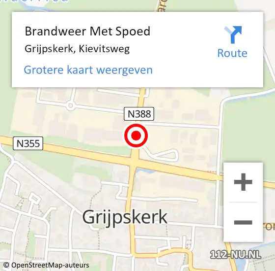 Locatie op kaart van de 112 melding: Brandweer Met Spoed Naar Grijpskerk, Kievitsweg op 27 juli 2018 12:33