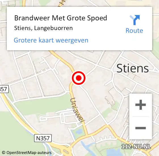 Locatie op kaart van de 112 melding: Brandweer Met Grote Spoed Naar Stiens, Langebuorren op 4 maart 2014 09:25