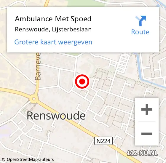 Locatie op kaart van de 112 melding: Ambulance Met Spoed Naar Renswoude, Lijsterbeslaan op 27 juli 2018 13:02