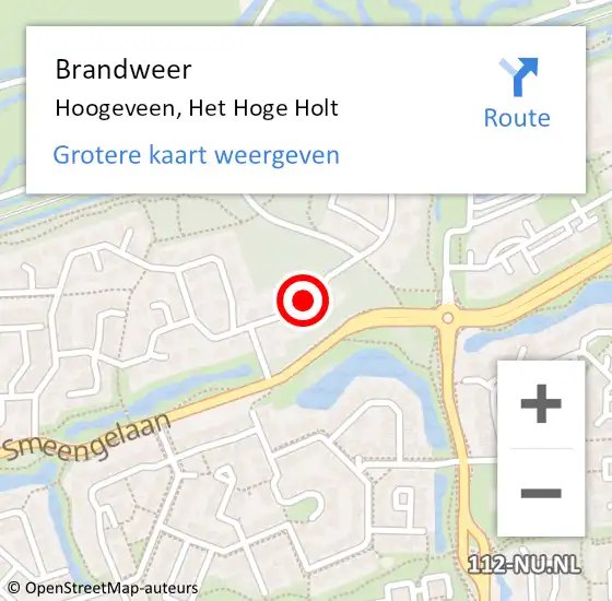 Locatie op kaart van de 112 melding: Brandweer Hoogeveen, Het Hoge Holt op 4 maart 2014 09:29