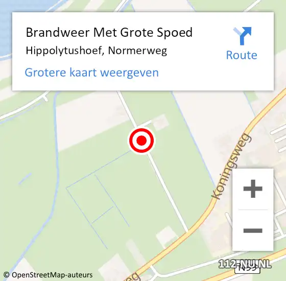 Locatie op kaart van de 112 melding: Brandweer Met Grote Spoed Naar Hippolytushoef, Normerweg op 27 juli 2018 13:25