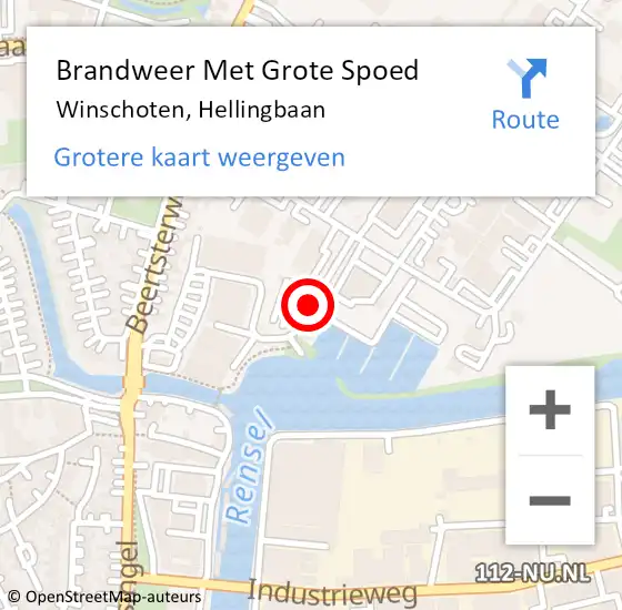 Locatie op kaart van de 112 melding: Brandweer Met Grote Spoed Naar Winschoten, Hellingbaan op 27 juli 2018 13:29