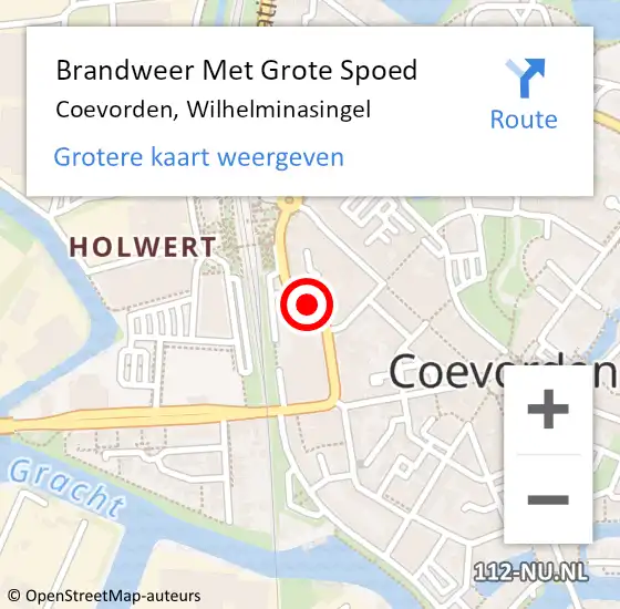 Locatie op kaart van de 112 melding: Brandweer Met Grote Spoed Naar Coevorden, Wilhelminasingel op 27 juli 2018 13:32