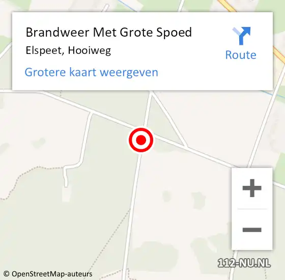 Locatie op kaart van de 112 melding: Brandweer Met Grote Spoed Naar Elspeet, Hooiweg op 27 juli 2018 13:43