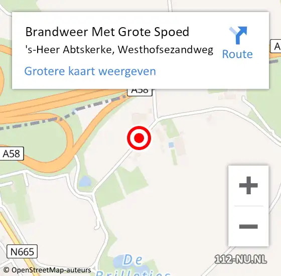 Locatie op kaart van de 112 melding: Brandweer Met Grote Spoed Naar 's-Heer Abtskerke, Westhofsezandweg op 27 juli 2018 13:50