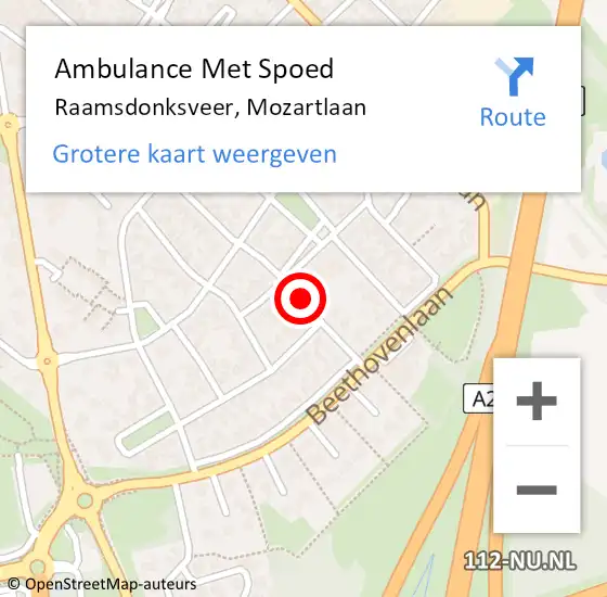 Locatie op kaart van de 112 melding: Ambulance Met Spoed Naar Raamsdonksveer, Mozartlaan op 27 juli 2018 13:53