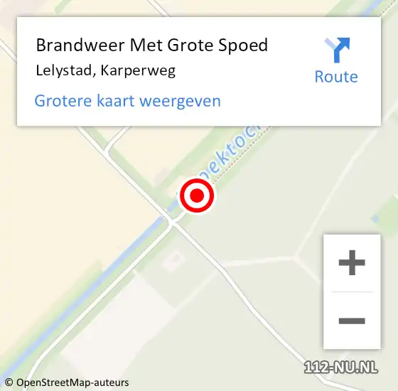 Locatie op kaart van de 112 melding: Brandweer Met Grote Spoed Naar Lelystad, Karperweg op 27 juli 2018 13:59