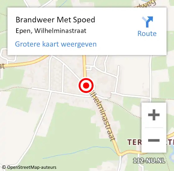 Locatie op kaart van de 112 melding: Brandweer Met Spoed Naar Epen, Wilhelminastraat op 27 juli 2018 14:23