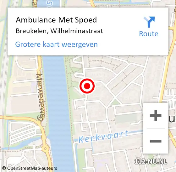 Locatie op kaart van de 112 melding: Ambulance Met Spoed Naar Breukelen, Wilhelminastraat op 27 juli 2018 14:36