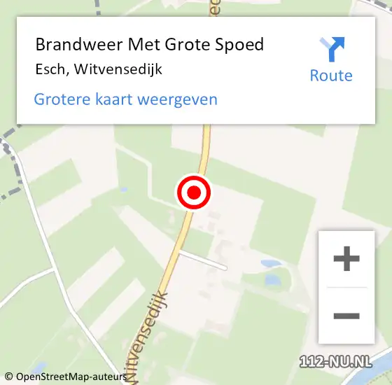 Locatie op kaart van de 112 melding: Brandweer Met Grote Spoed Naar Esch, Witvensedijk op 27 juli 2018 14:48