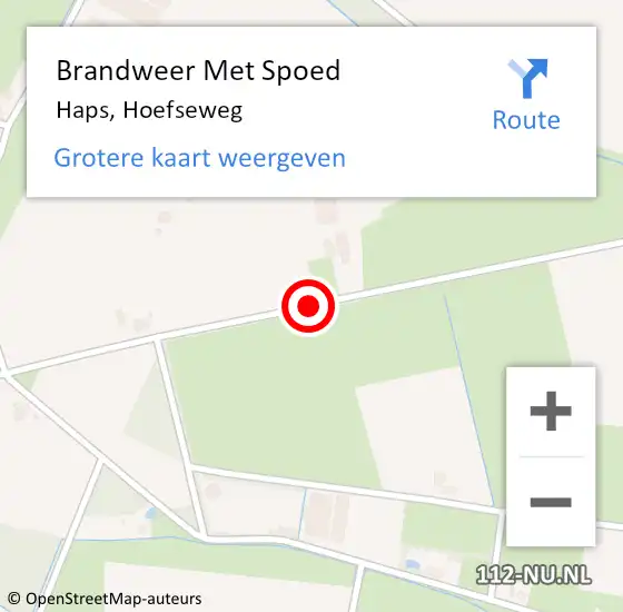 Locatie op kaart van de 112 melding: Brandweer Met Spoed Naar Haps, Hoefseweg op 27 juli 2018 14:54