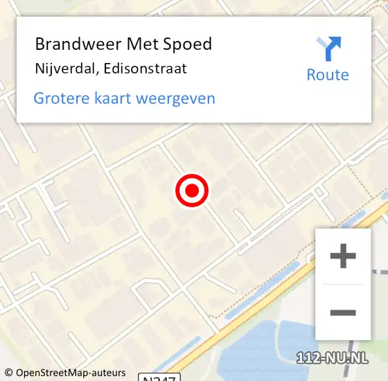 Locatie op kaart van de 112 melding: Brandweer Met Spoed Naar Nijverdal, Edisonstraat op 27 juli 2018 15:14