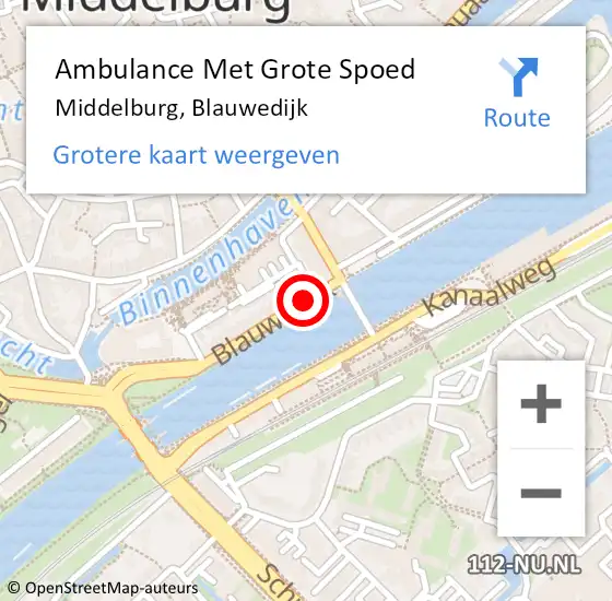Locatie op kaart van de 112 melding: Ambulance Met Grote Spoed Naar Middelburg, Blauwedijk op 27 juli 2018 15:21