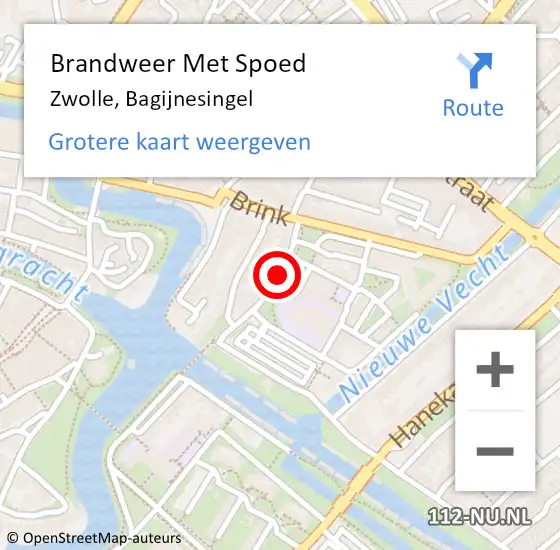 Locatie op kaart van de 112 melding: Brandweer Met Spoed Naar Zwolle, Bagijnesingel op 27 juli 2018 15:43