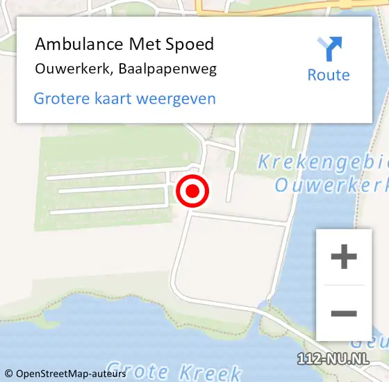 Locatie op kaart van de 112 melding: Ambulance Met Spoed Naar Ouwerkerk, Baalpapenweg op 27 juli 2018 15:46
