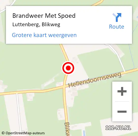 Locatie op kaart van de 112 melding: Brandweer Met Spoed Naar Luttenberg, Blikweg op 27 juli 2018 16:35