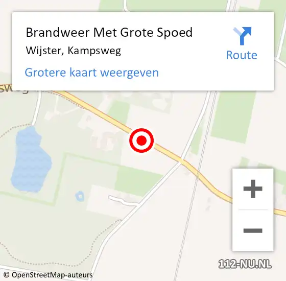 Locatie op kaart van de 112 melding: Brandweer Met Grote Spoed Naar Wijster, Kampsweg op 27 juli 2018 16:39