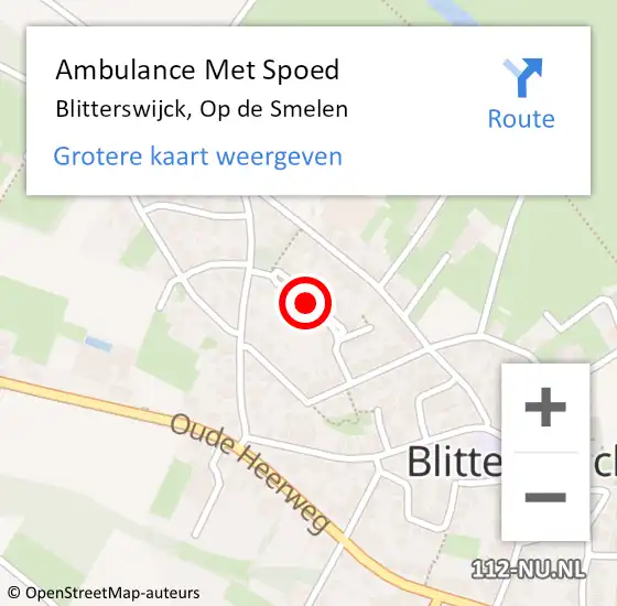 Locatie op kaart van de 112 melding: Ambulance Met Spoed Naar Blitterswijck, Op de Smelen op 27 juli 2018 16:49