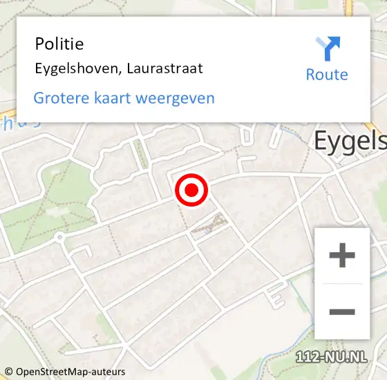 Locatie op kaart van de 112 melding: Politie Eygelshoven, Laurastraat op 27 juli 2018 17:18