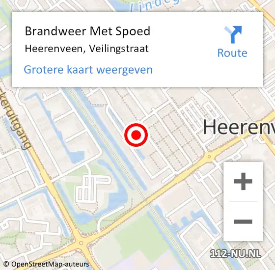 Locatie op kaart van de 112 melding: Brandweer Met Spoed Naar Heerenveen, Veilingstraat op 27 juli 2018 19:13