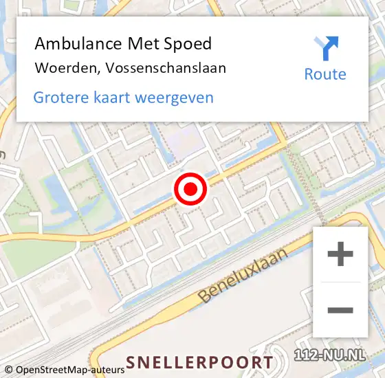 Locatie op kaart van de 112 melding: Ambulance Met Spoed Naar Woerden, Vossenschanslaan op 27 juli 2018 19:13