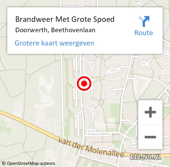 Locatie op kaart van de 112 melding: Brandweer Met Grote Spoed Naar Doorwerth, Beethovenlaan op 27 juli 2018 19:28