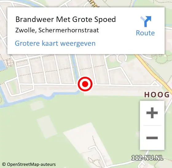 Locatie op kaart van de 112 melding: Brandweer Met Grote Spoed Naar Zwolle, Schermerhornstraat op 27 juli 2018 19:54