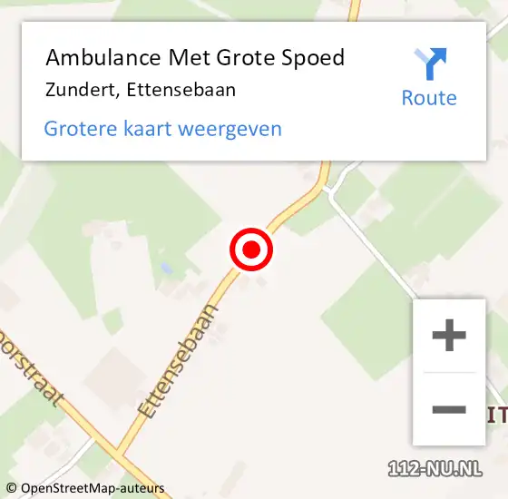 Locatie op kaart van de 112 melding: Ambulance Met Grote Spoed Naar Zundert, Ettensebaan op 27 juli 2018 20:03