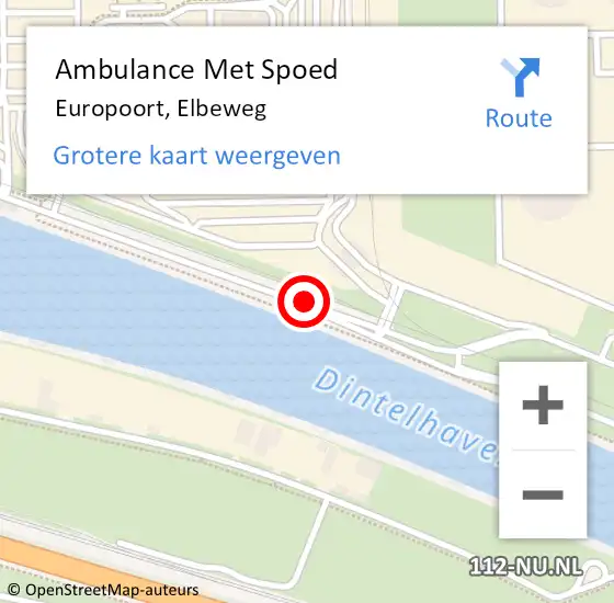 Locatie op kaart van de 112 melding: Ambulance Met Spoed Naar Europoort, Elbeweg op 27 juli 2018 20:20