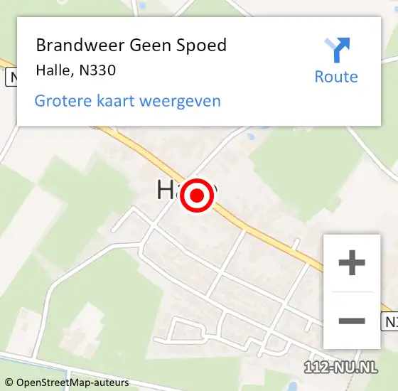 Locatie op kaart van de 112 melding: Brandweer Geen Spoed Naar Halle, N330 op 27 juli 2018 20:47