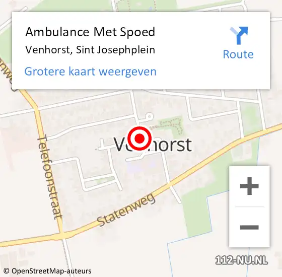 Locatie op kaart van de 112 melding: Ambulance Met Spoed Naar Venhorst, Sint Josephplein op 27 juli 2018 21:27