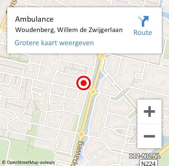 Locatie op kaart van de 112 melding: Ambulance Woudenberg, Willem de Zwijgerlaan op 27 juli 2018 21:35