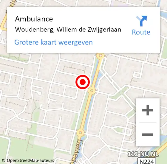 Locatie op kaart van de 112 melding: Ambulance Woudenberg, Willem de Zwijgerlaan op 27 juli 2018 21:37