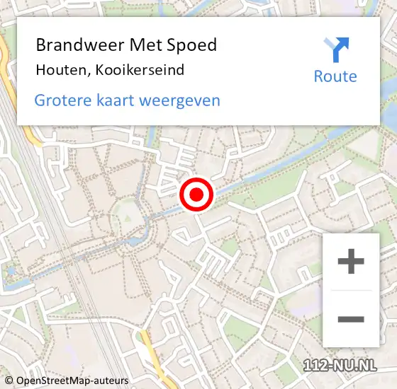 Locatie op kaart van de 112 melding: Brandweer Met Spoed Naar Houten, Kooikerseind op 27 juli 2018 22:24