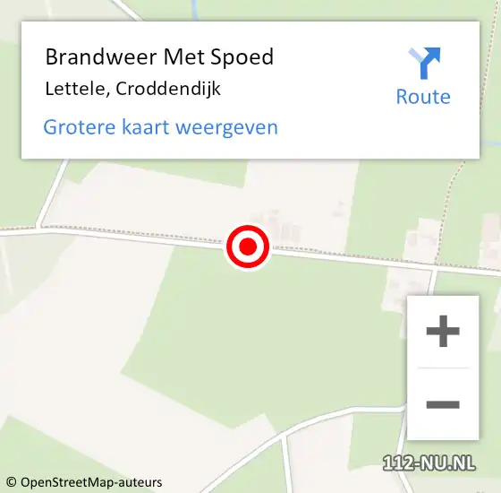 Locatie op kaart van de 112 melding: Brandweer Met Spoed Naar Lettele, Croddendijk op 27 juli 2018 22:29