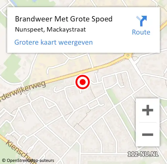 Locatie op kaart van de 112 melding: Brandweer Met Grote Spoed Naar Nunspeet, Mackaystraat op 27 juli 2018 23:18