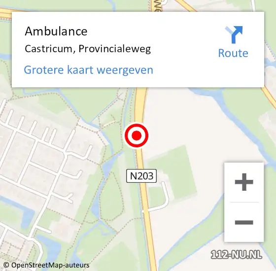Locatie op kaart van de 112 melding: Ambulance Castricum, Provincialeweg op 27 juli 2018 23:24