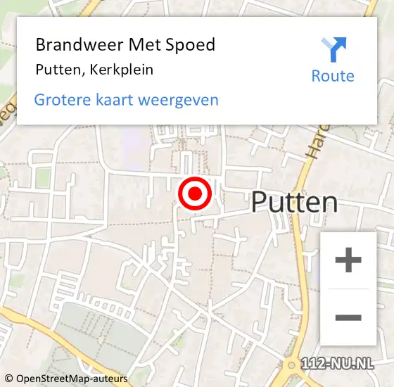 Locatie op kaart van de 112 melding: Brandweer Met Spoed Naar Putten, Kerkplein op 28 juli 2018 00:01