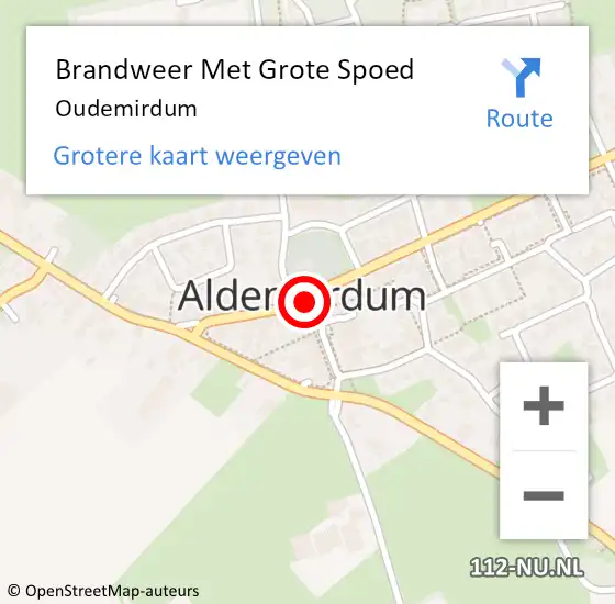 Locatie op kaart van de 112 melding: Brandweer Met Grote Spoed Naar Oudemirdum op 28 juli 2018 00:13