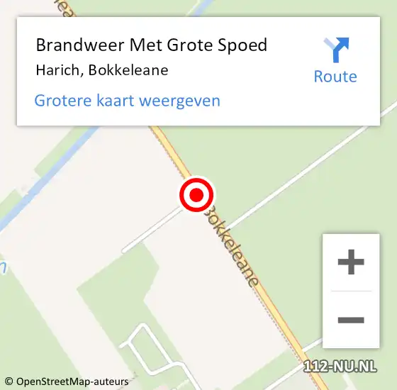 Locatie op kaart van de 112 melding: Brandweer Met Grote Spoed Naar Harich, Bokkeleane op 28 juli 2018 00:38