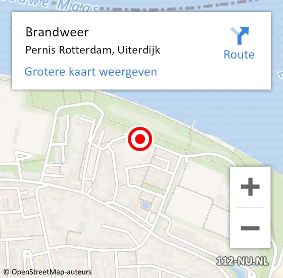 Locatie op kaart van de 112 melding: Brandweer Pernis Rotterdam, Uiterdijk op 28 juli 2018 01:44