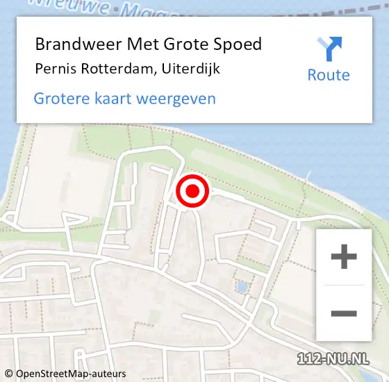 Locatie op kaart van de 112 melding: Brandweer Met Grote Spoed Naar Pernis Rotterdam, Uiterdijk op 28 juli 2018 01:44