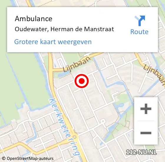 Locatie op kaart van de 112 melding: Ambulance Oudewater, Herman de Manstraat op 28 juli 2018 01:45