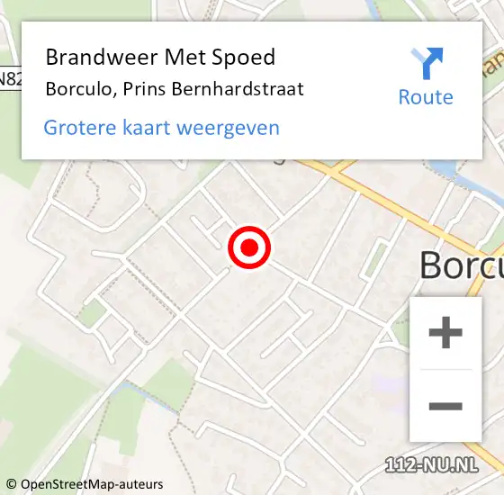 Locatie op kaart van de 112 melding: Brandweer Met Spoed Naar Borculo, Prins Bernhardstraat op 28 juli 2018 01:55