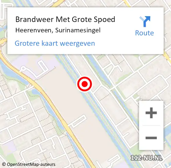 Locatie op kaart van de 112 melding: Brandweer Met Grote Spoed Naar Heerenveen, Surinamesingel op 28 juli 2018 02:16