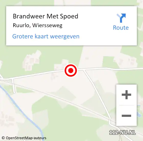 Locatie op kaart van de 112 melding: Brandweer Met Spoed Naar Ruurlo, Wiersseweg op 28 juli 2018 02:38