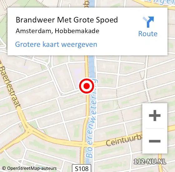 Locatie op kaart van de 112 melding: Brandweer Met Grote Spoed Naar Amsterdam, Hobbemakade op 28 juli 2018 03:58