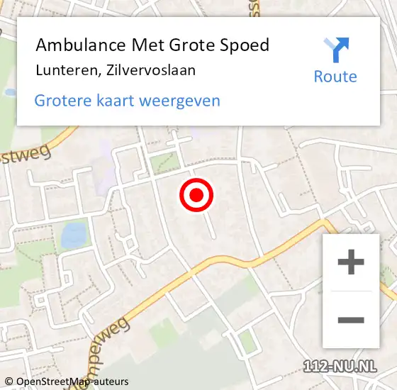Locatie op kaart van de 112 melding: Ambulance Met Grote Spoed Naar Lunteren, Zilvervoslaan op 28 juli 2018 05:37