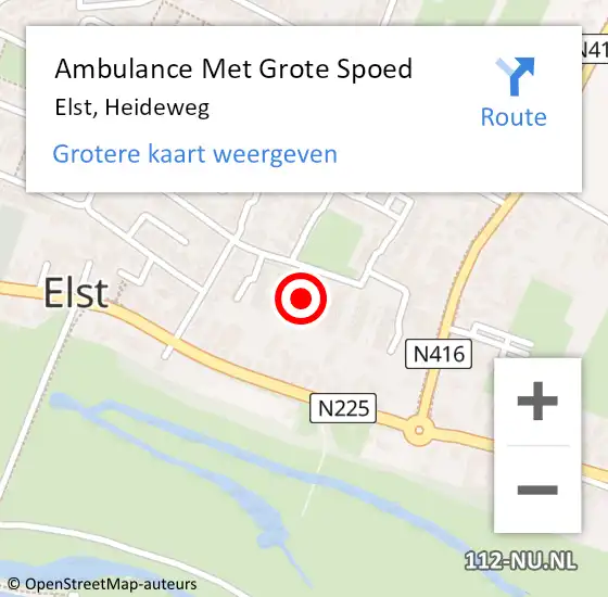 Locatie op kaart van de 112 melding: Ambulance Met Grote Spoed Naar Elst, Heideweg op 28 juli 2018 06:27